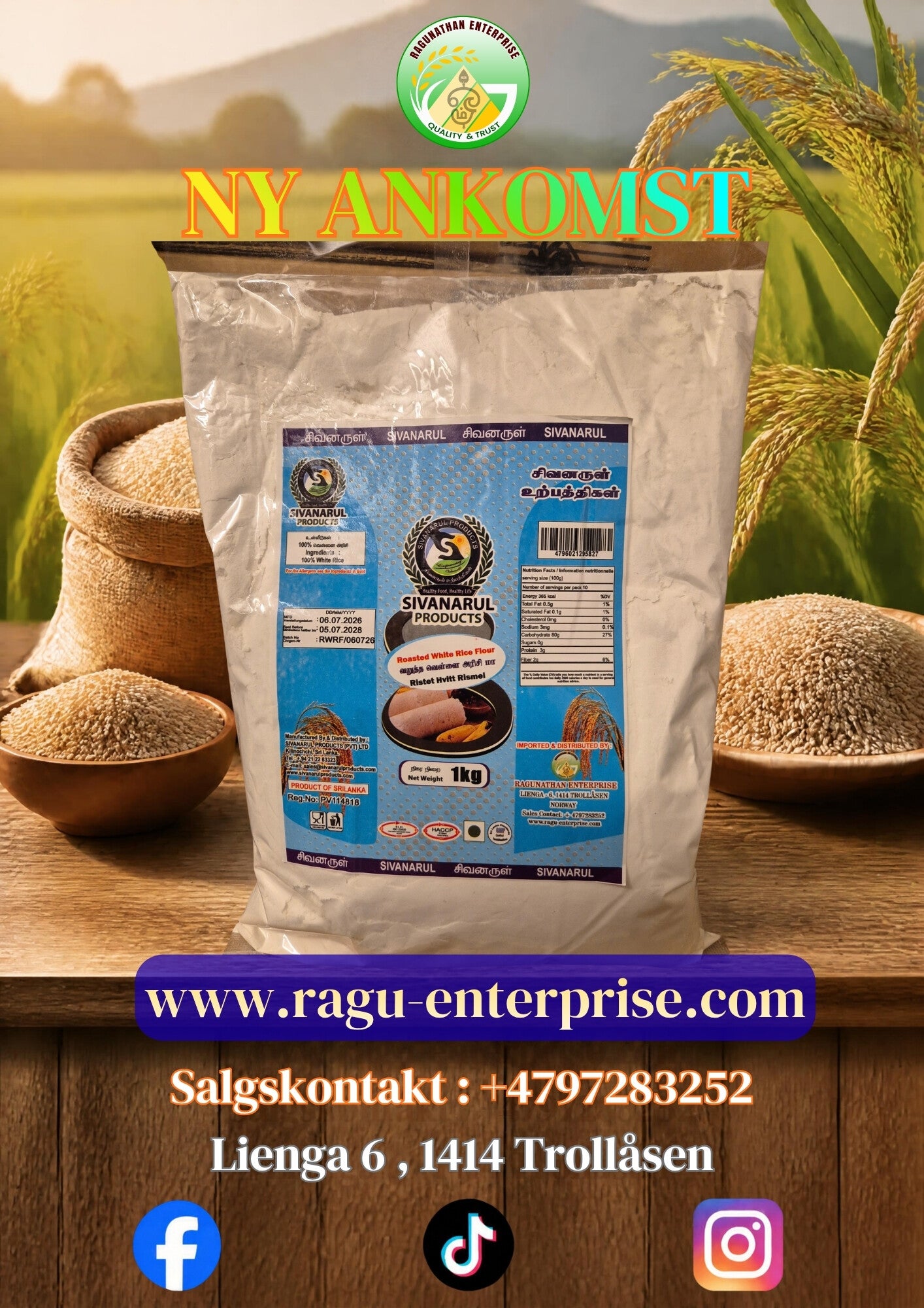 Roasted White Rice Flour 1kg x 20