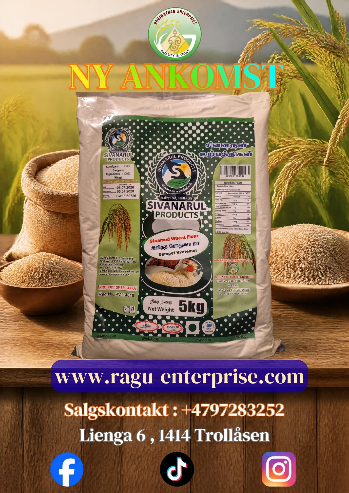 Steamed Wheat Flour 5kg x 4