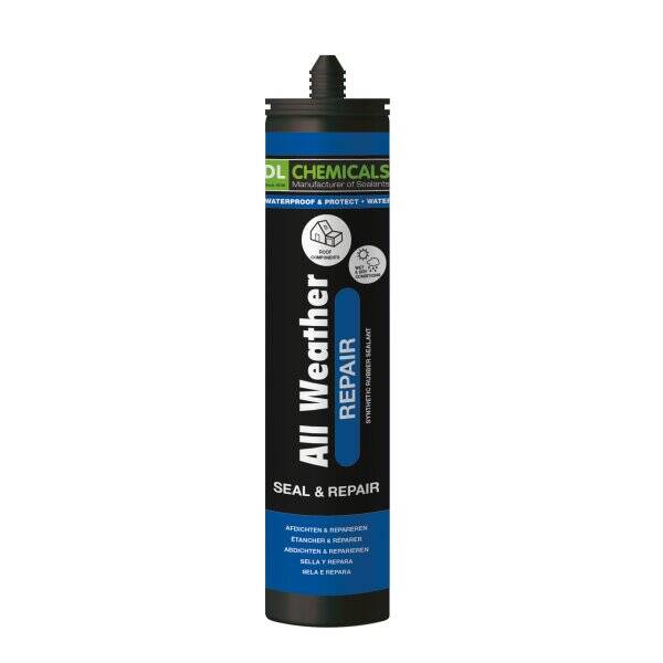 Allwetter Repair Dachdicht, Butyldichtstoff, extrem wasserfest & haftstark 290 ml Kartusche, grau