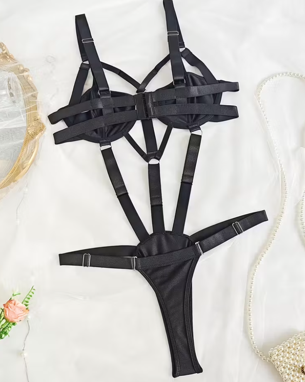 Cross Straps Transparent Backless Tempting Tight-Fitting Lingerie One Piece