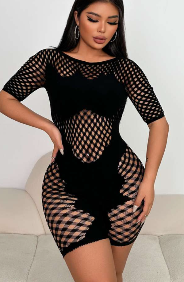 Lattice Bodycon Sheer Rompers