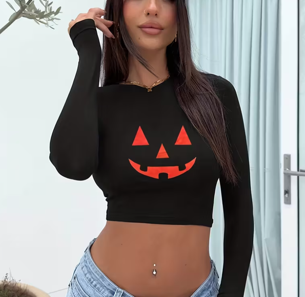 Long Sleeve Crop Top | Y2k Fashion Pullover Women's Tops