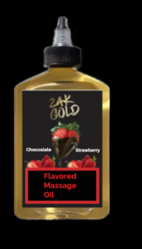24KT gold- Shimmering Chocolate Strawberry Flavored Masssage Oil