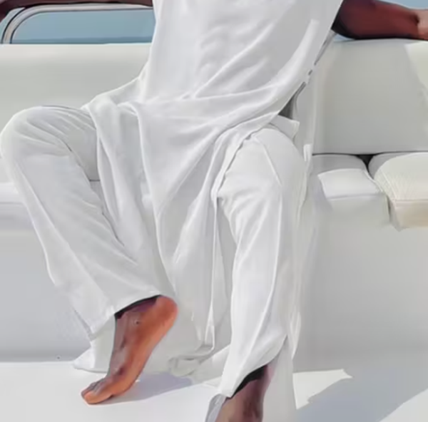 Mens Vest + Long Pants Kaftan Suit Sleeveslss Long Tops Casual Pants