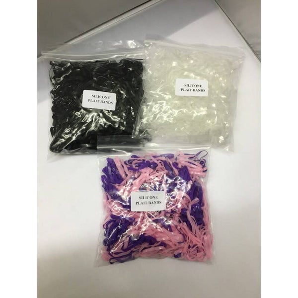 Silicone Plait Bands in Bags.