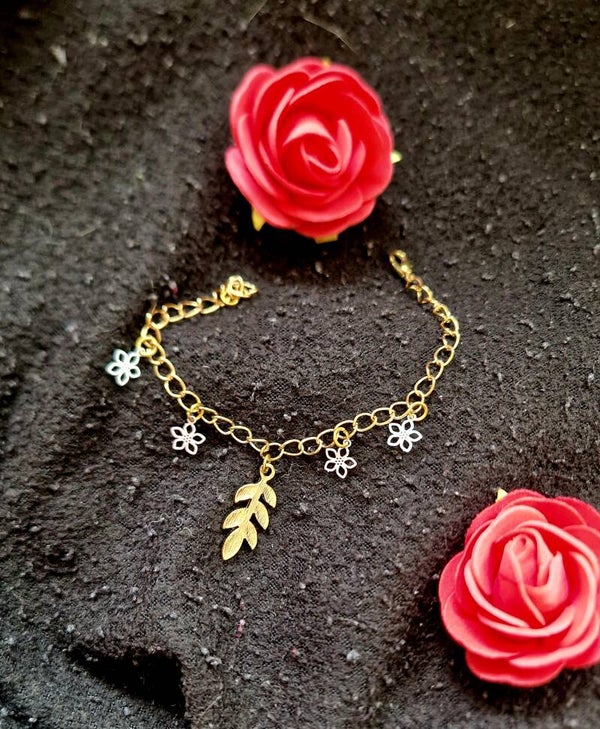 Bracelet feuille et fleurs