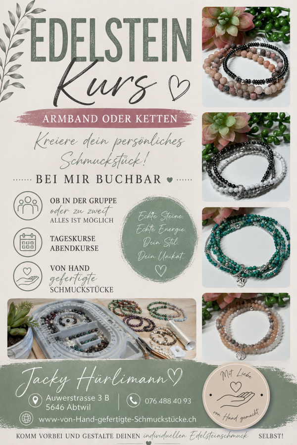 Edelstein Kurs mit Anhänger aus Silber