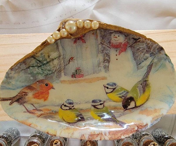 Trinket Dish Winter Birds