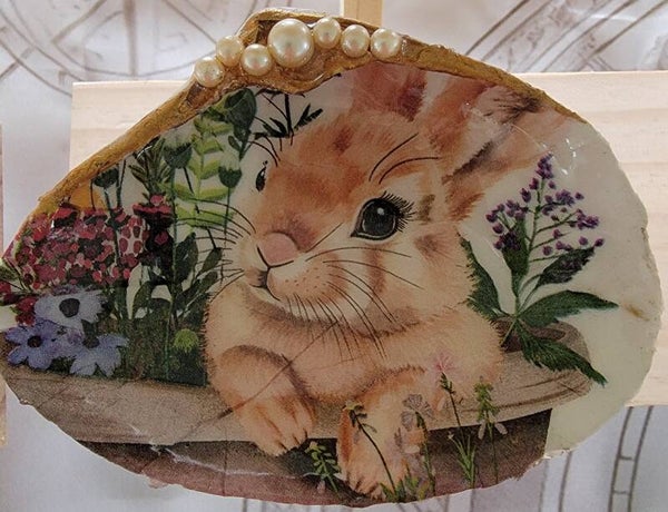 Trinket Dish Bunny in a Flower Pot