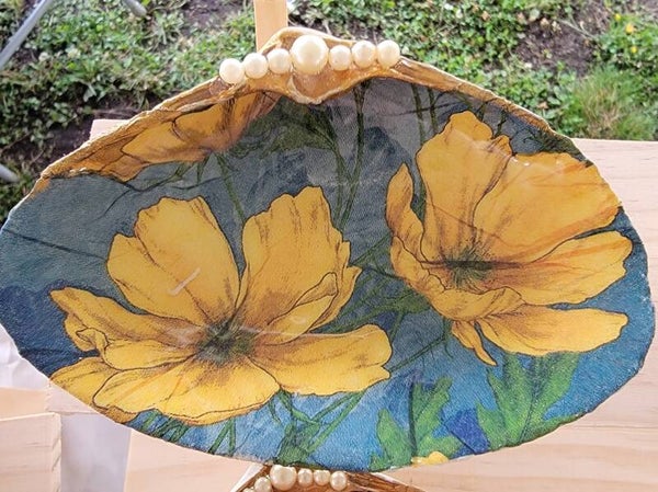Trinket Dish Yellow Poppies