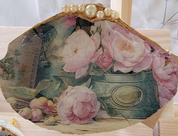 Trinket Dish Roses with Green Vintage Canisters