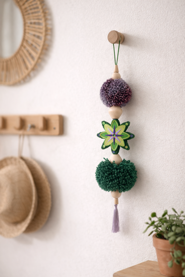 Boho Pompon Hanger – Forest