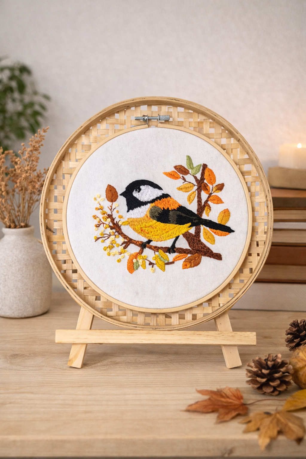 Handgemaakt borduurwerk vogel