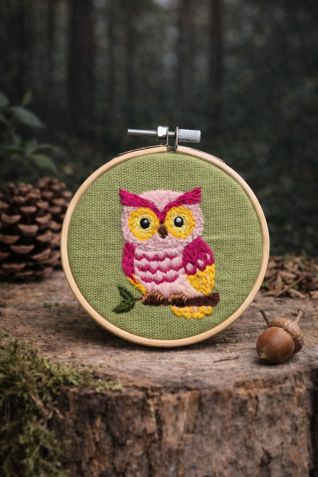 Mini borduurwerk uil