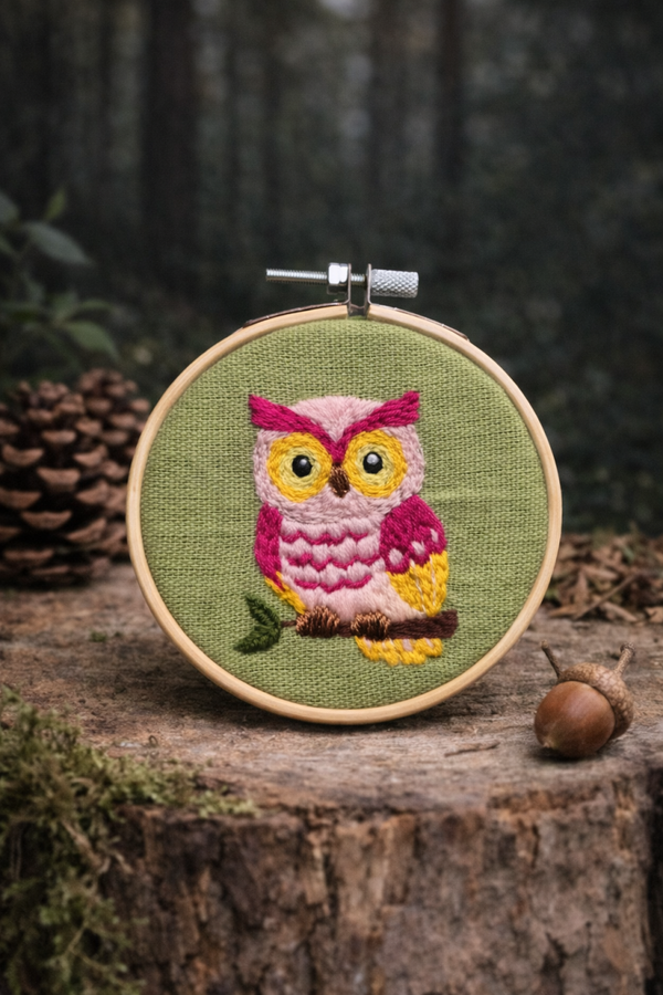 Mini borduurwerk uil