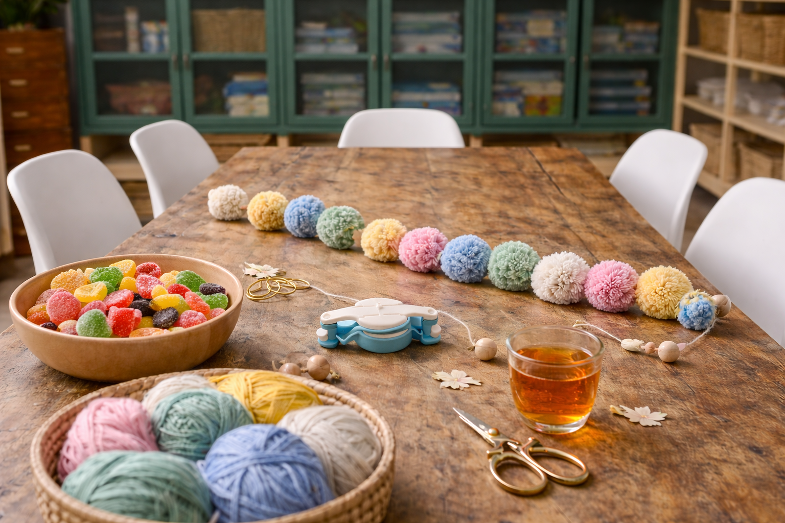 Ouder – kind workshop:  Maak je eigen pom-pom slinger