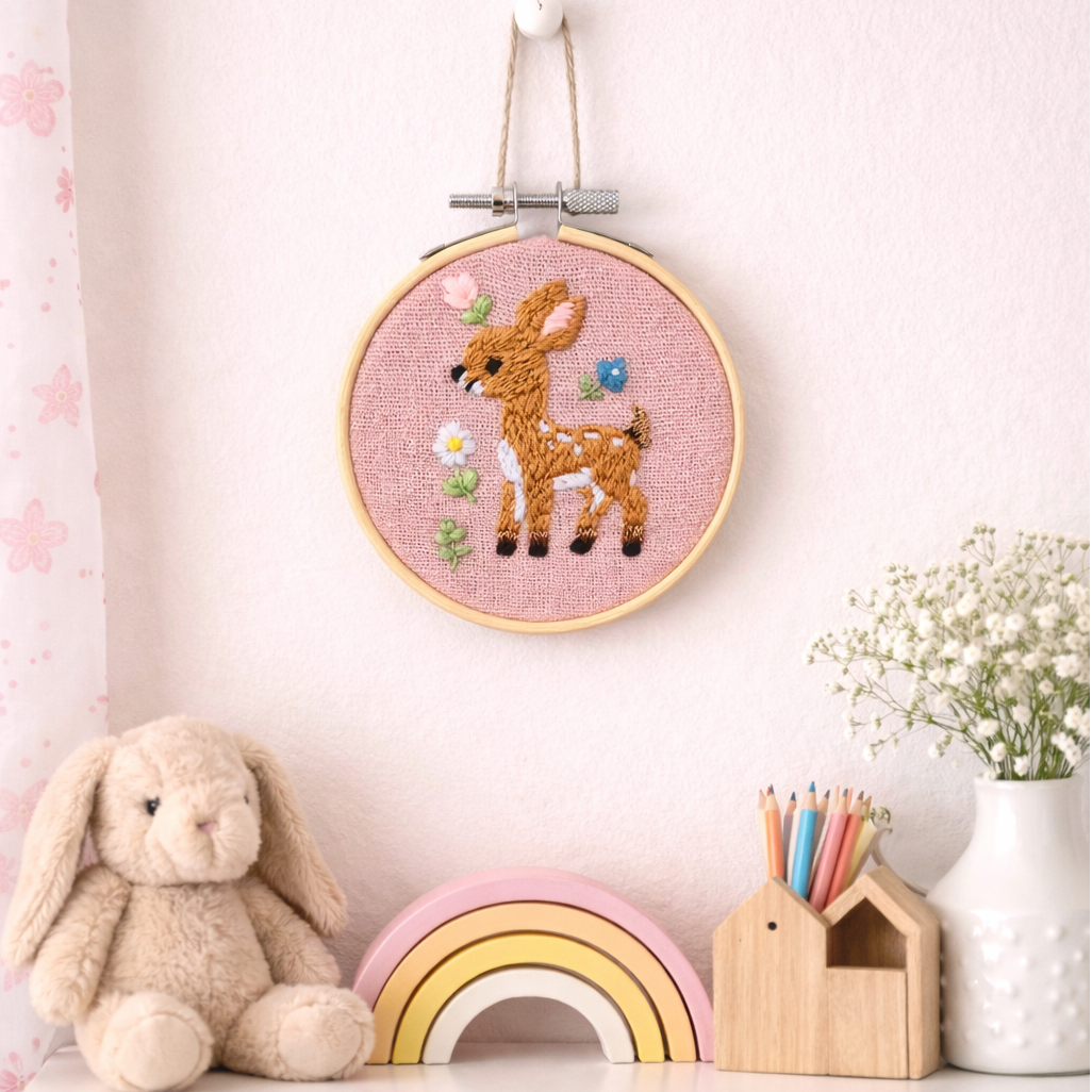 Mini borduurwerk hertje met gedicht