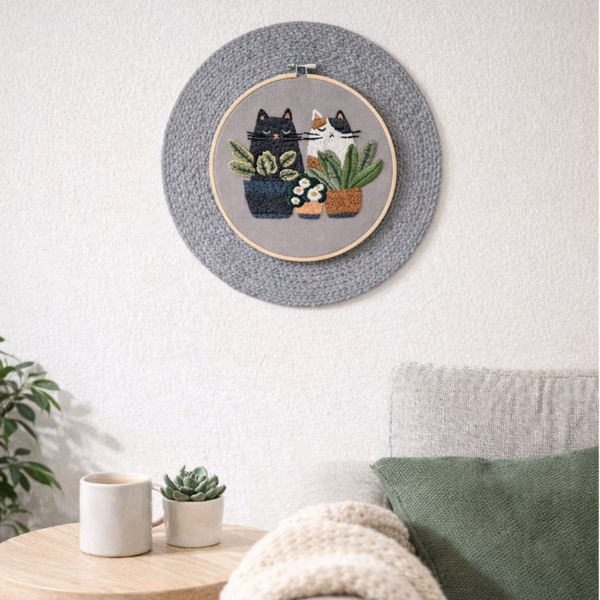 Handgemaakt borduurwerk katten