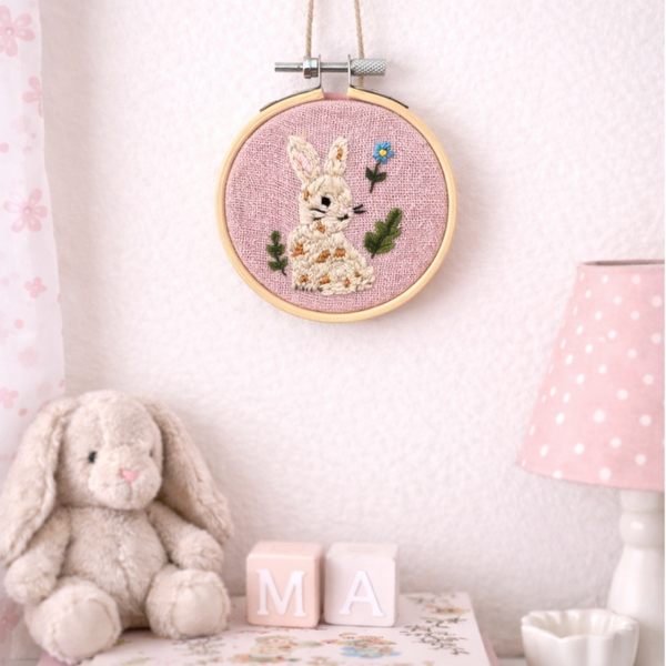 Mini borduurwerk konijntje