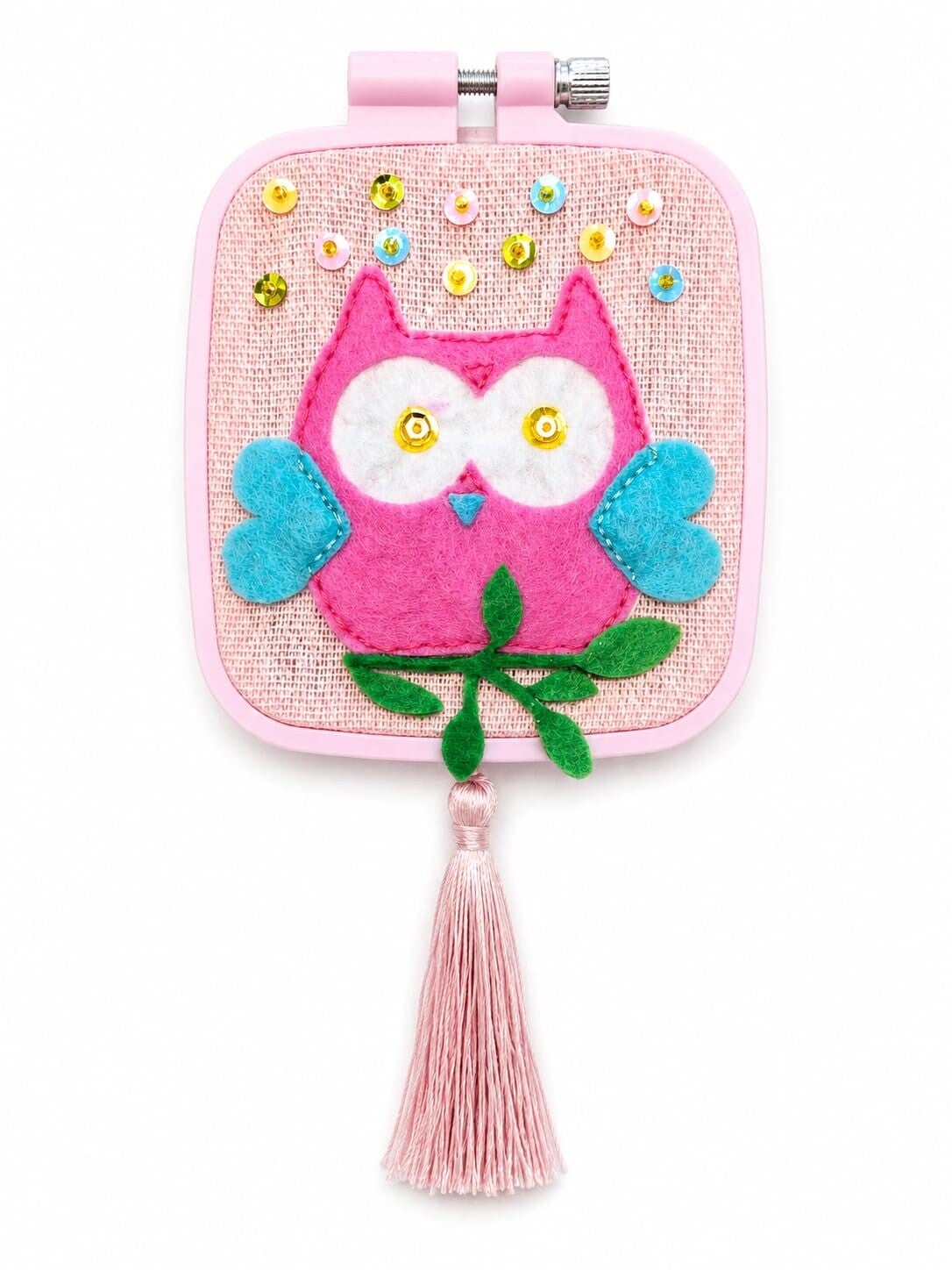 Uiltje in mini raamwerk roze