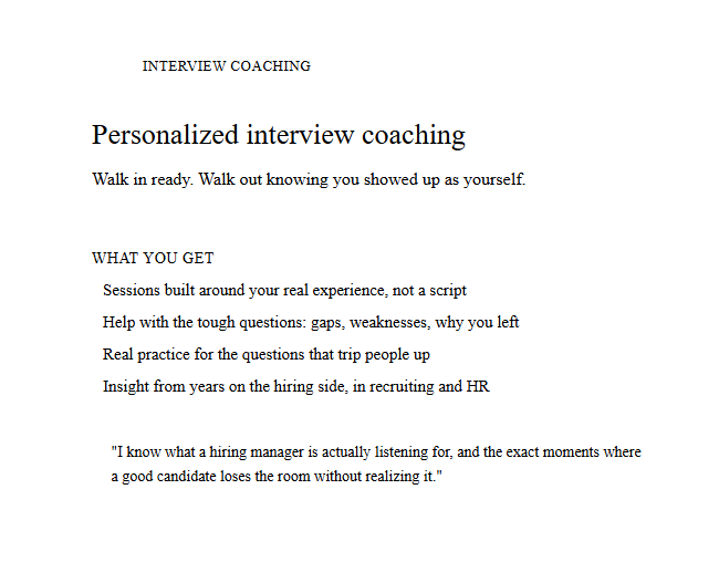 Personalized Interview Coaching *Up to 60 Minute Session (Via Zoom)
