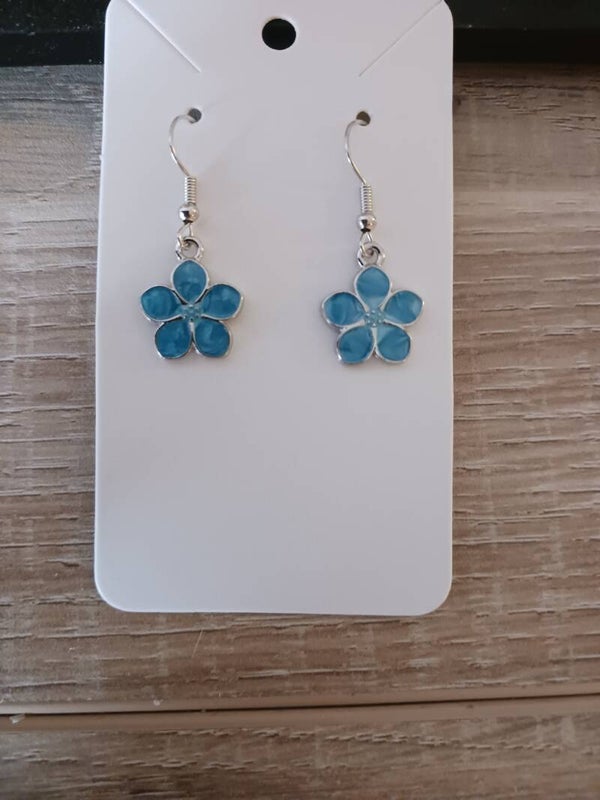 Oorbellen  bloemen blauw