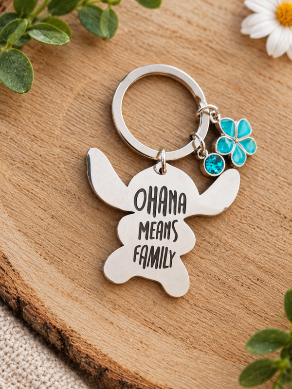 Ohana Sleutelhanger – “Ohana Means Family” 🩵