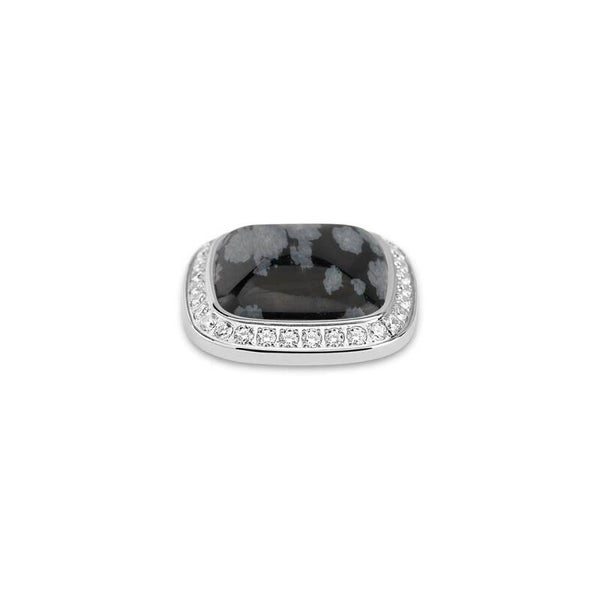 Melano Kosmic Framed CZ steen zilver snowflake obsedian 22mm