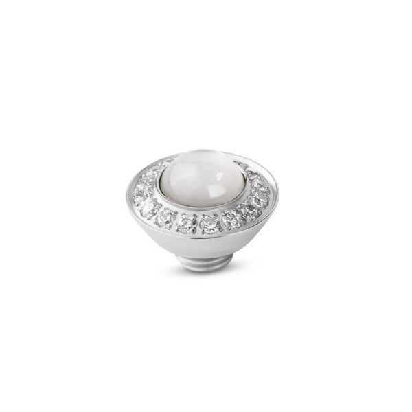 Vivid steentje Glam White mop zilver