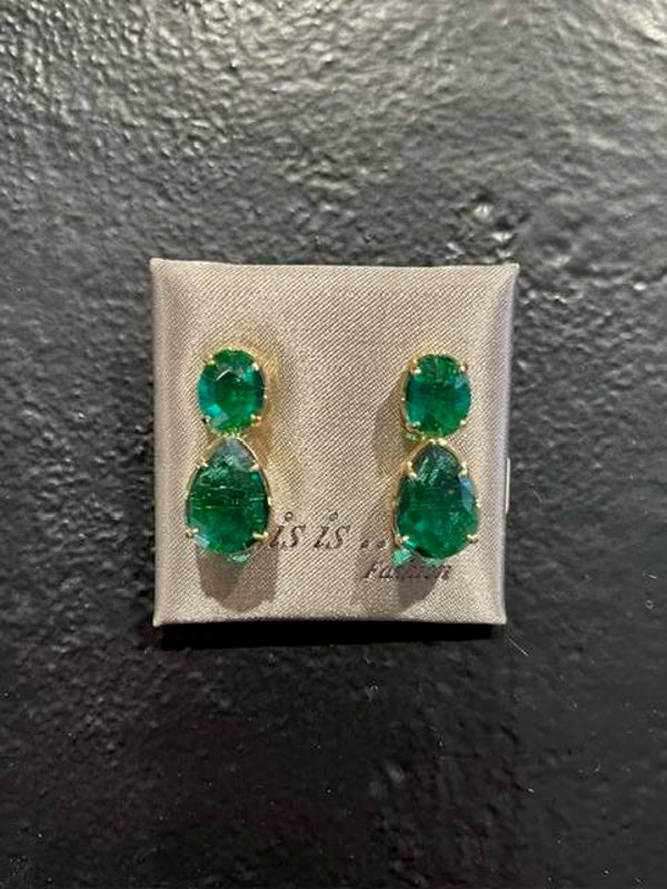 Oorbellen goud groen