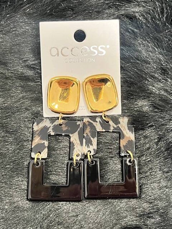 Oorbellen Orion Gold, Black & Leopard