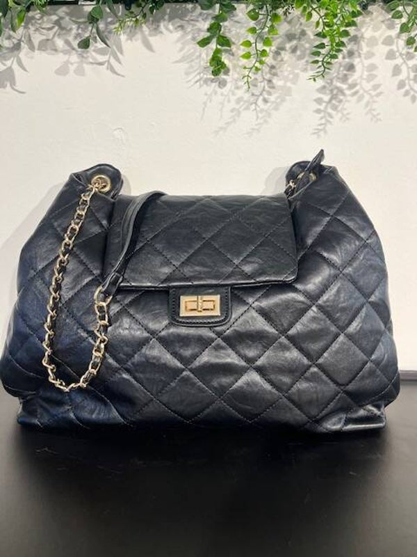 Leather black handtas