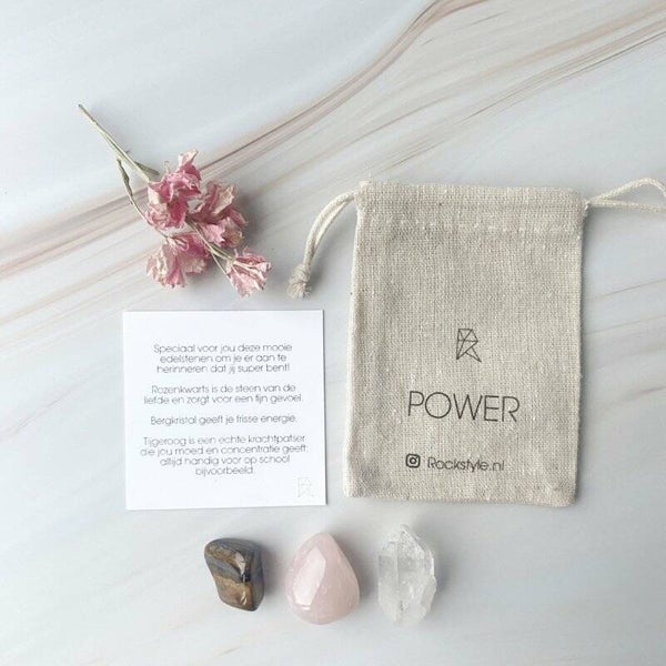 POWER *rozenkwarts * bergkristal * tijgeroog*