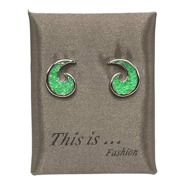 Oorbellen golf groen zilver