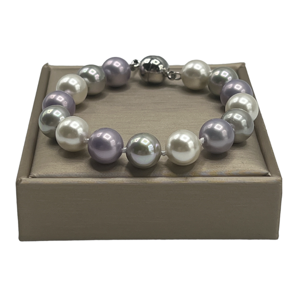 Armband wit, zilver en paars