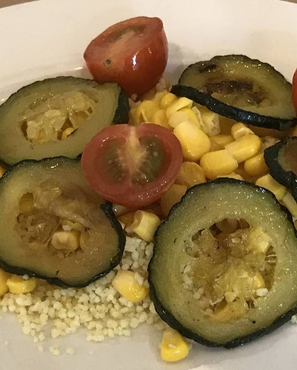 Roasted Courgette, Corn and Couscous Salad (feed 7)