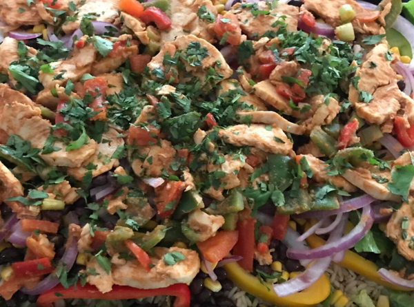 Peri Peri Chicken with Brown Rice & Black Beans Grazing Salad Platter (Feeds 5-7)