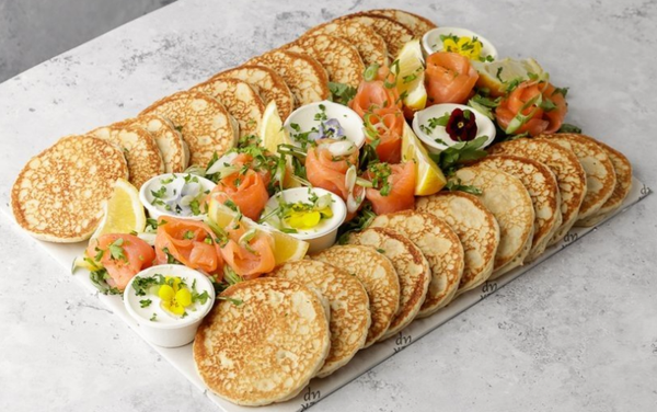 Pancake Platter with Smoked Salmon and Cream Cheese - 22 Pancakes