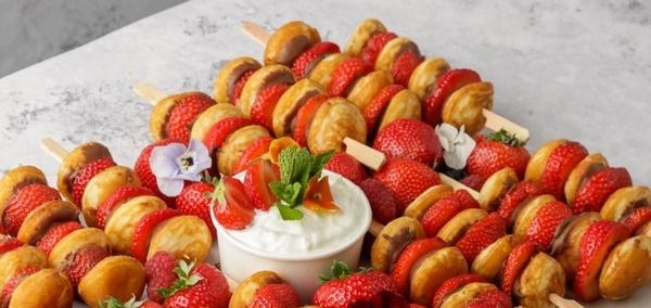 Strawberries and Chocolate Pancake Skewer Platter - 16 Skewers