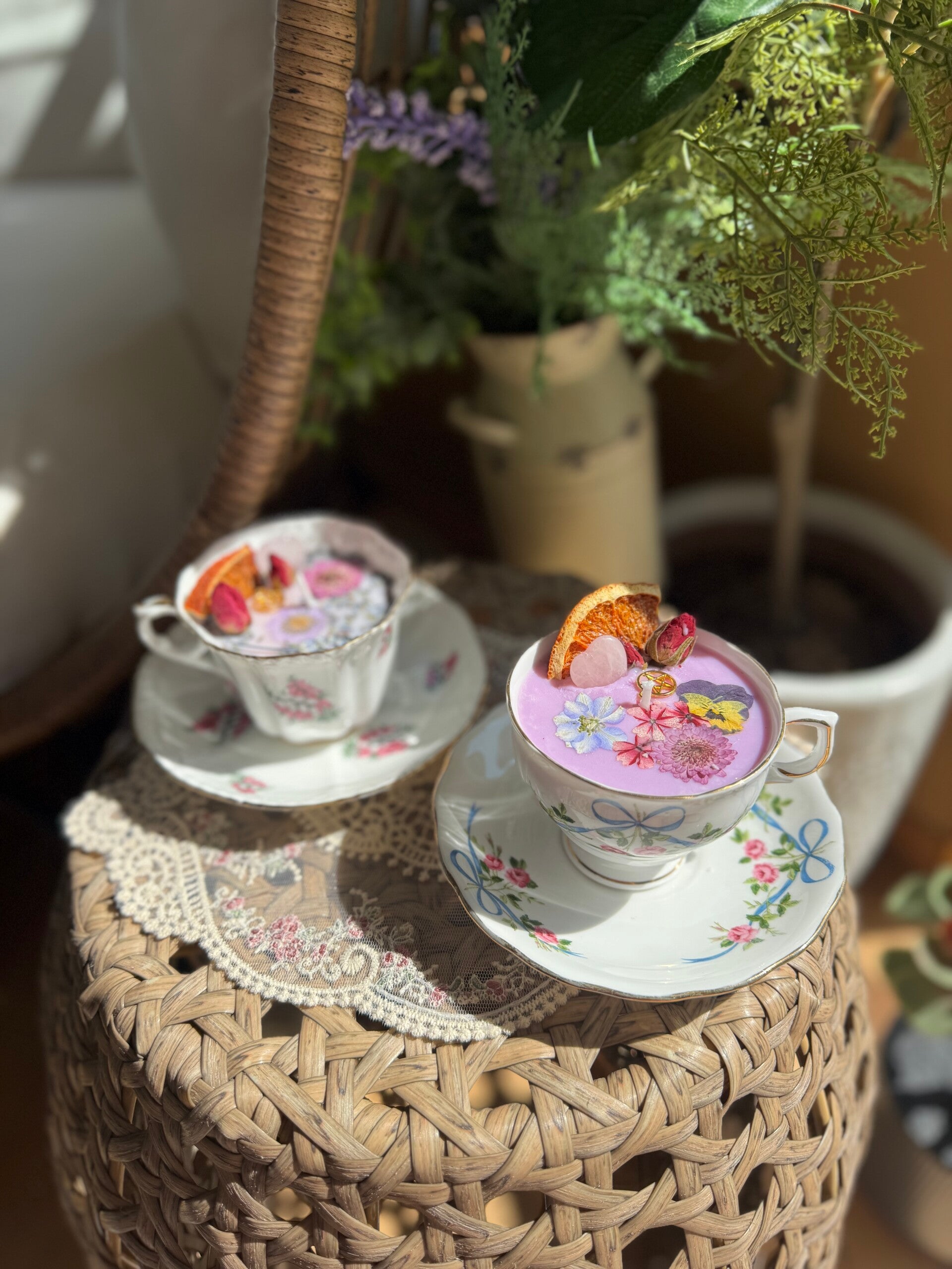 Self Love Spell Candle in Vintage Teacup