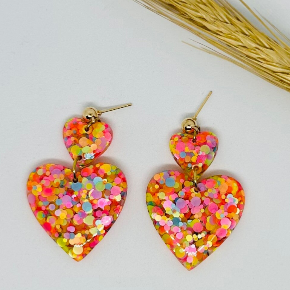 Double coeur multicolore