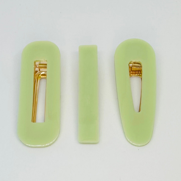 x3 barrettes vertes pastel