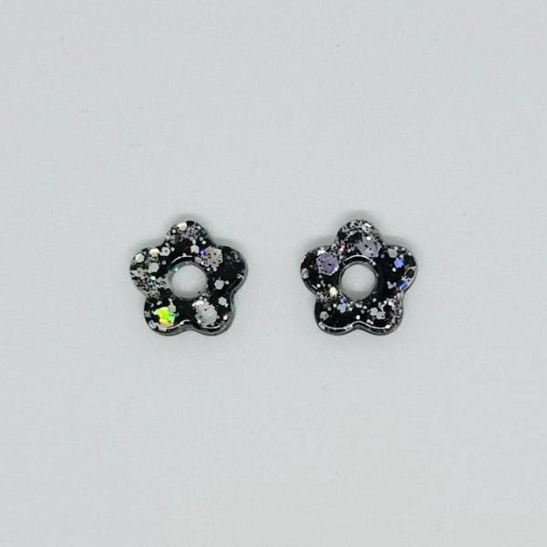 Pampille Babyflower noire pailletée