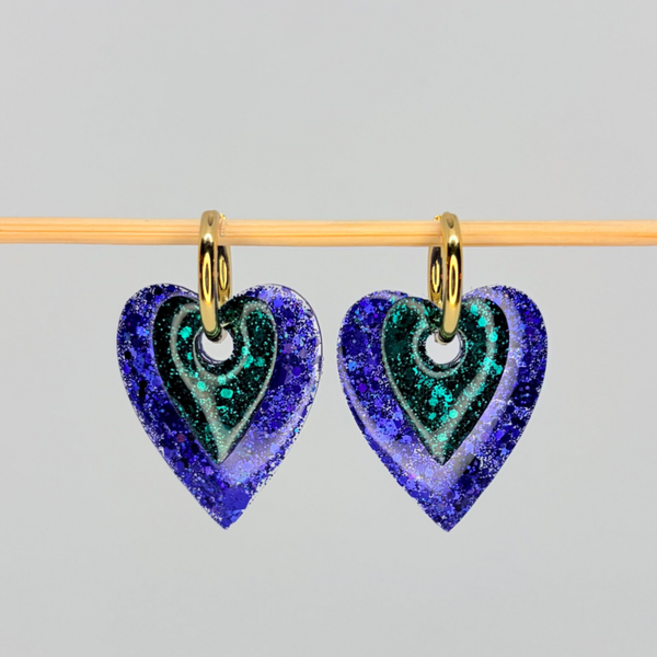 Love bleu vert pailleté