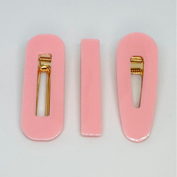 x3 barrettes roses pastel