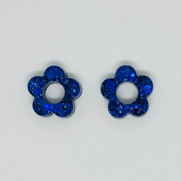 Pampille Fleur bleue foncée pailletée