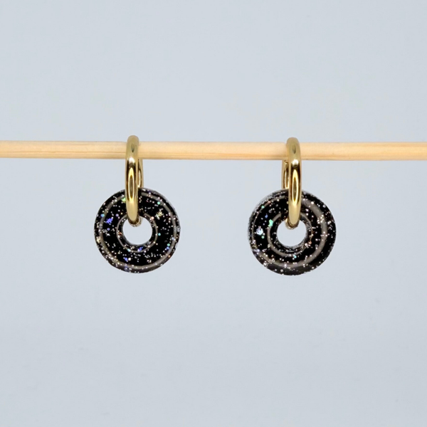 Cercle noir et argent pailleté