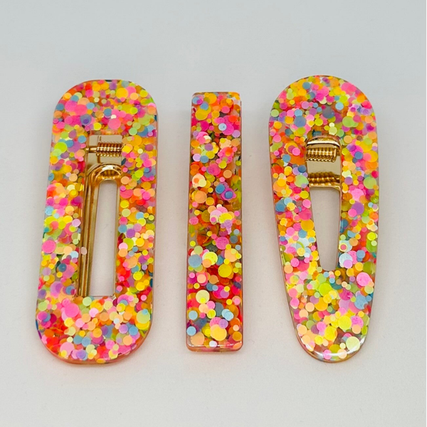 x3 barrettes multicolores
