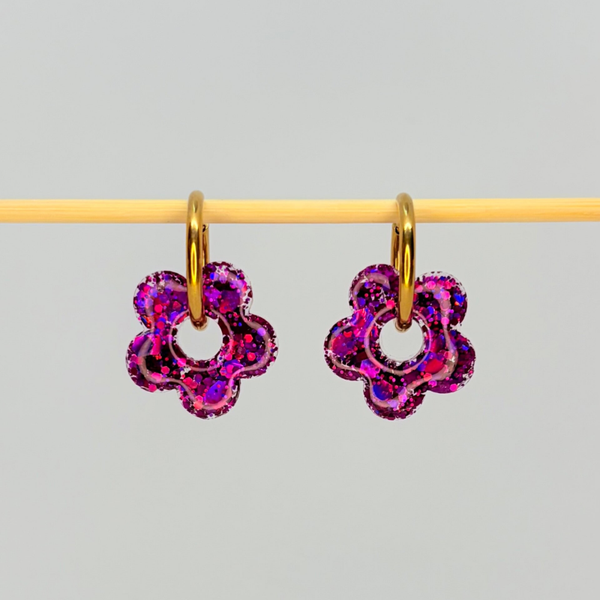 Flower violette pailletée