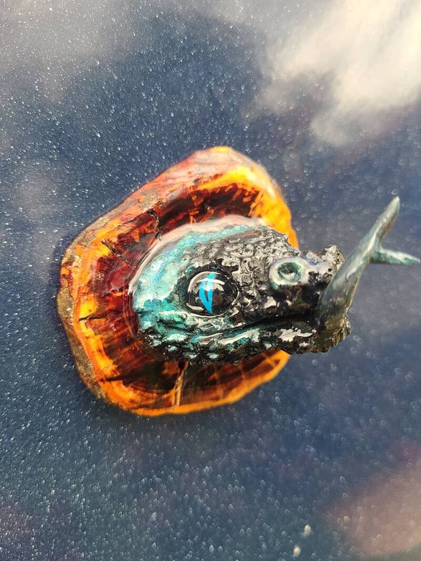 Magnet serpent noir et bleu turquoise
